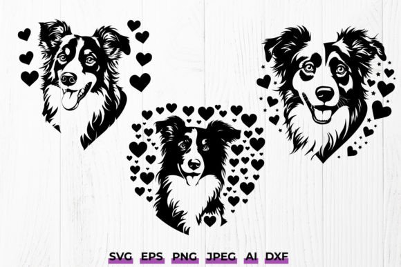 Australian Shepherd Valentine Dog Svg for Real Embroidery Projects