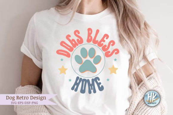 Dogs Bless Home Retro SVG