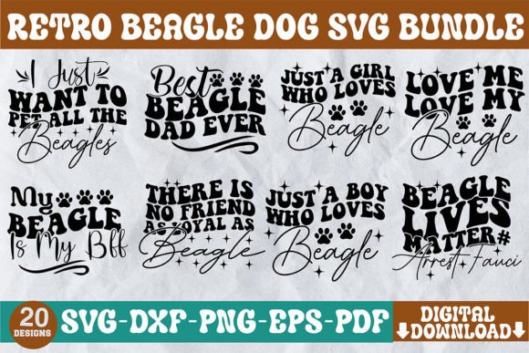 RETRO BEAGLE DOG SVG BUNDLE